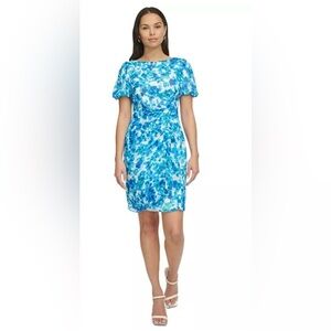 Women's Printed Boat-Neck Bubble-Sleeve Sheath Dress Size 2
